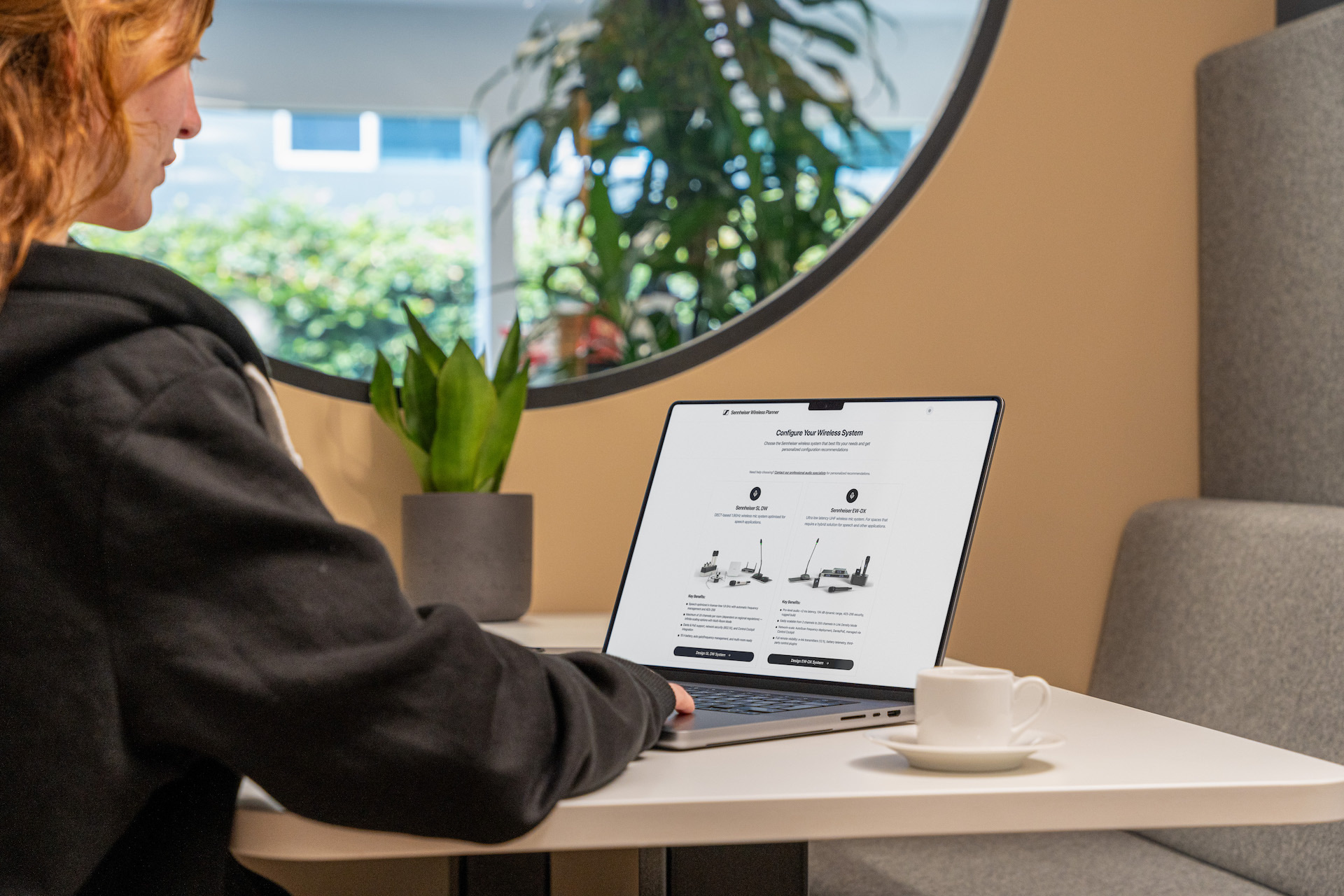 Professional workspace with Sennheiser audio technology